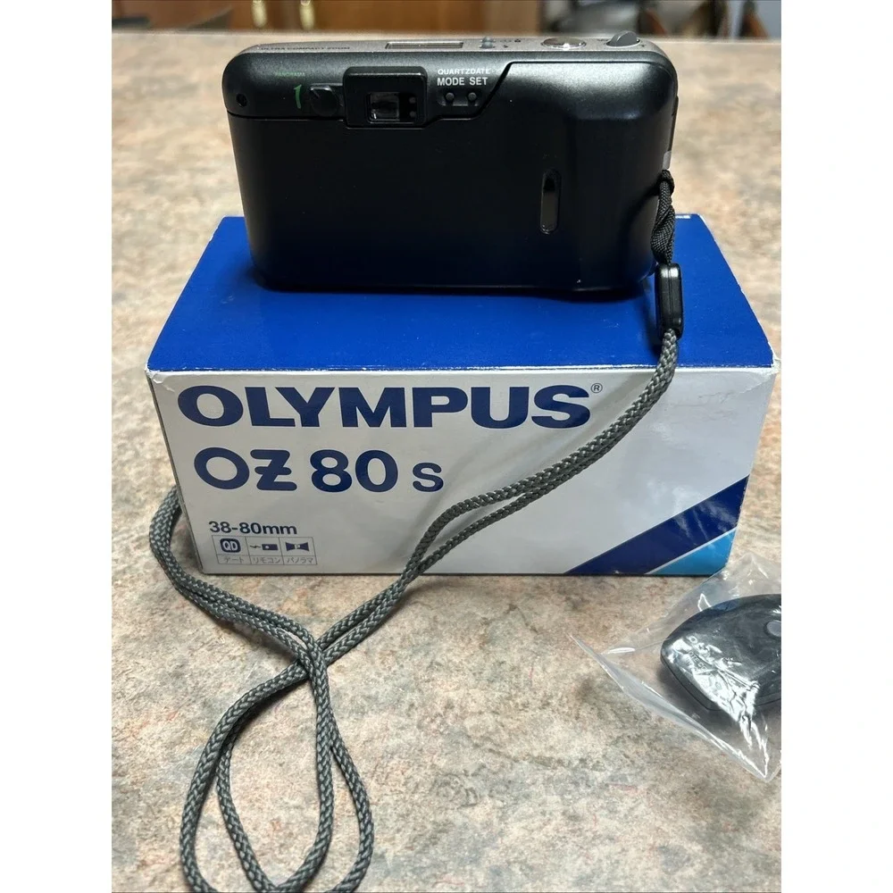Olympus OZ 80S 35mm Film Camera Silver Point & Shoot AF w/ Box & Remote PARTS
